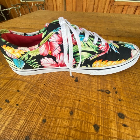 Vans Hawaiian Hibiscus Floral Print Skateboard Sneakers Women’s 8.5 Lace Up - Picture 10 of 11